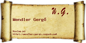 Wendler Gergő névjegykártya